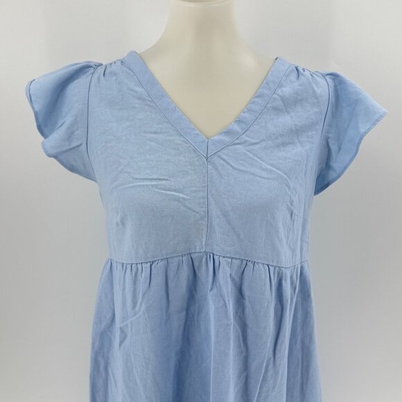 Light Blue Tiered V-Neck Dress With Tie-Back Design Size M - Picture 7 of 7